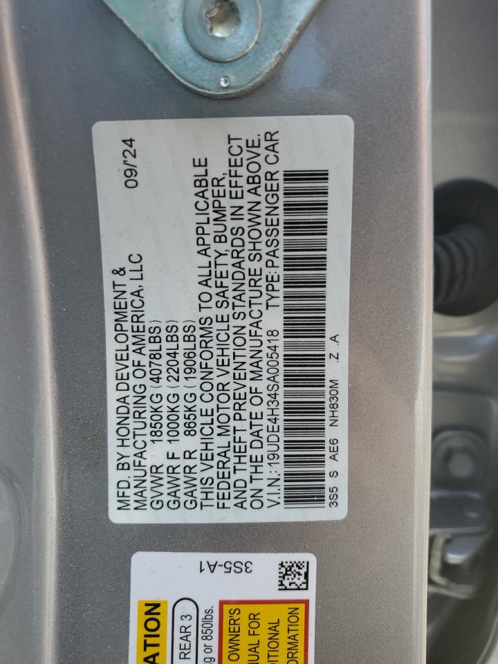 2025 Acura Integra A-Spec VIN: 19UDE4H34SA005418 Lot: 62604835