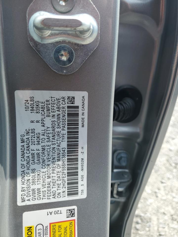 HONDA CIVIC 2025 VIN 2HGFE2F55SH538543 photo 12