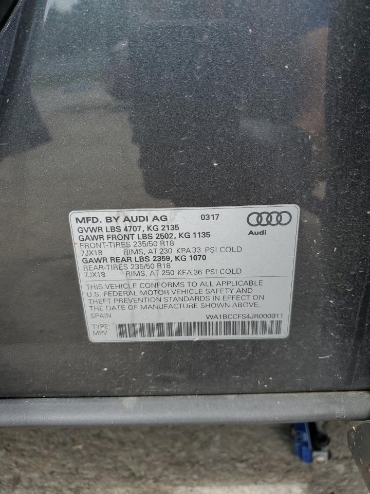 2018 Audi Q3 Premium VIN: WA1BCCFS4JR000911 Lot: 85490785