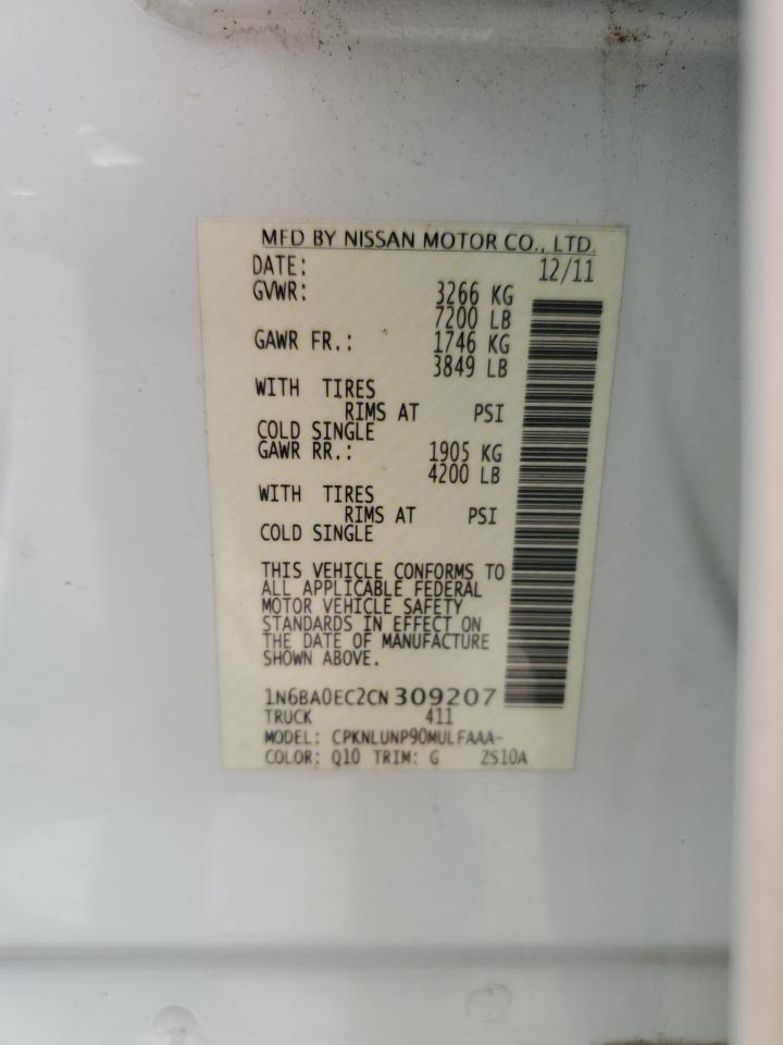 2012 Nissan Titan S VIN: 1N6BA0EC2CN309207 Lot: 60451435