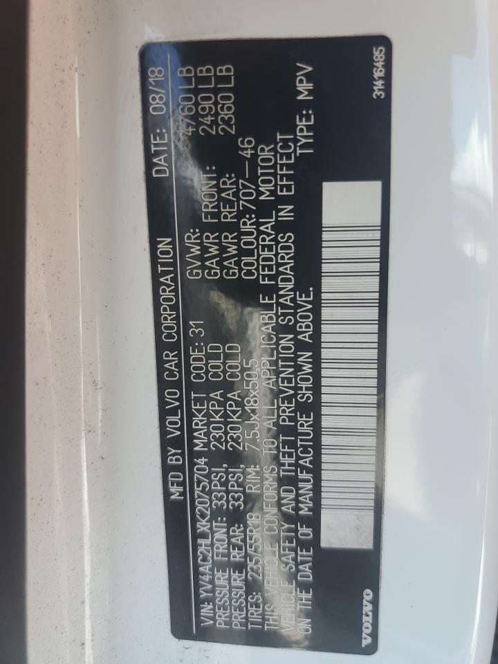 2019 Volvo Xc40 T4 Inscription VIN: YV4AC2HLXK2075704 Lot: 61077145