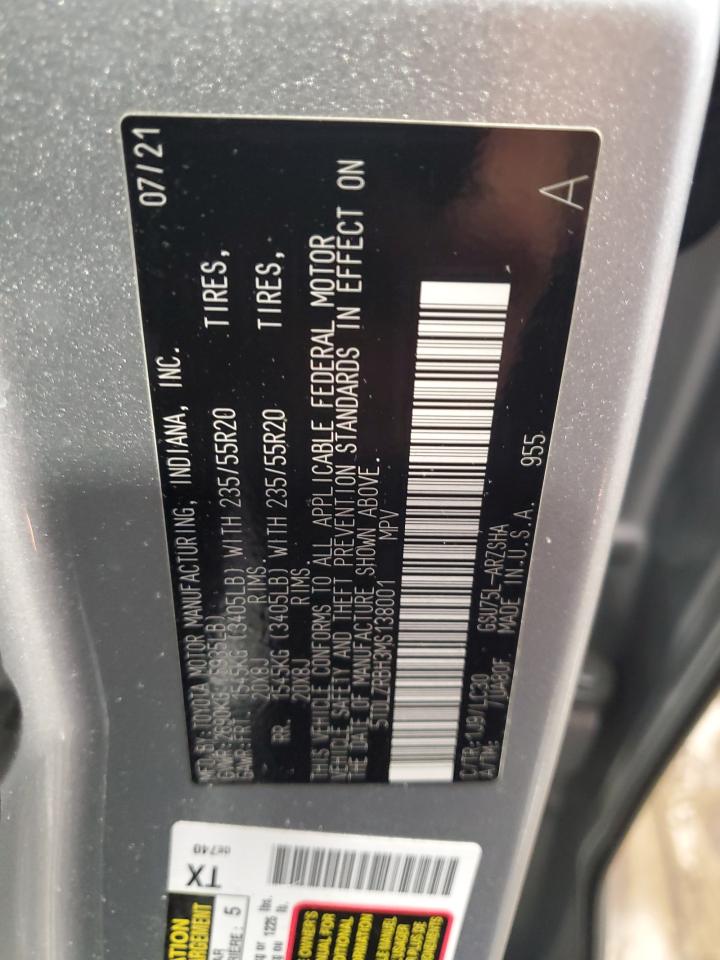 2021 Toyota Highlander Xse VIN: 5TDLZRBH3MS138001 Lot: 61781925