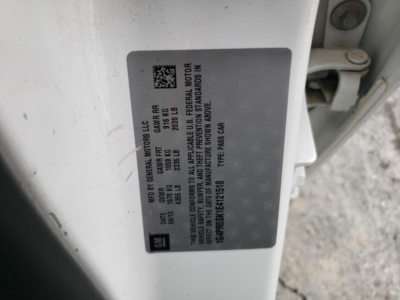 2014 Buick Verano Convenience VIN: 1G4PR5SK1E4121518 Lot: 62403745