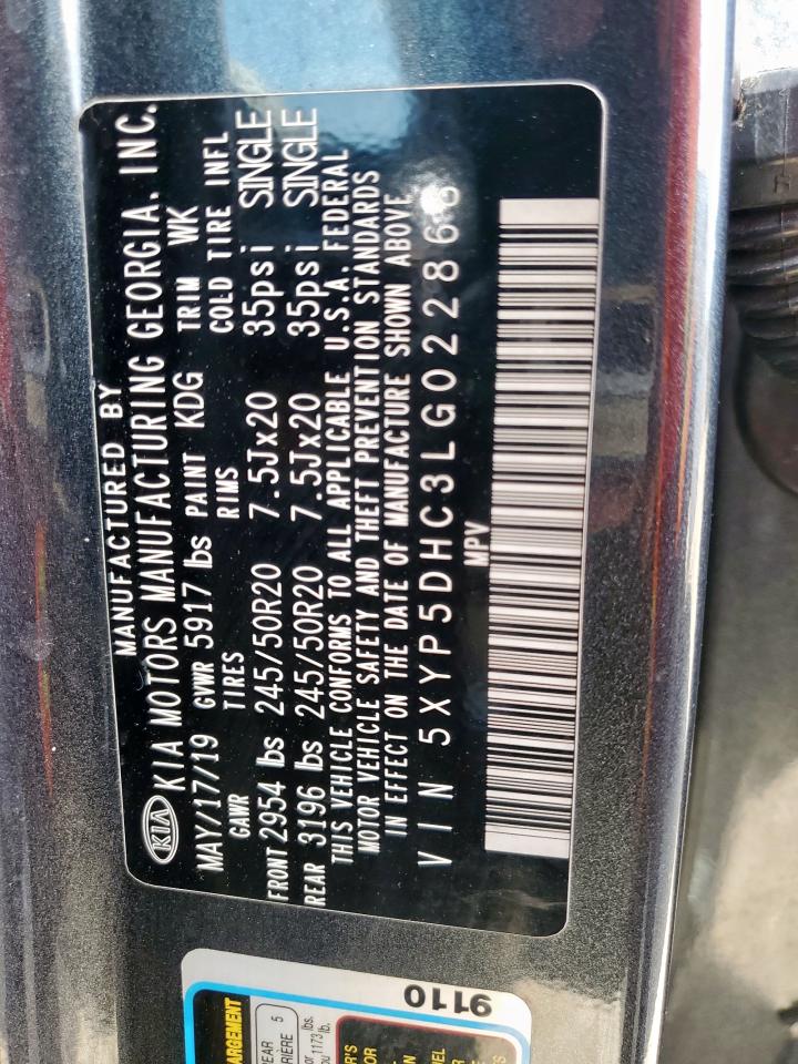 2020 Kia Telluride Sx VIN: 5XYP5DHC3LG022868 Lot: 61438775