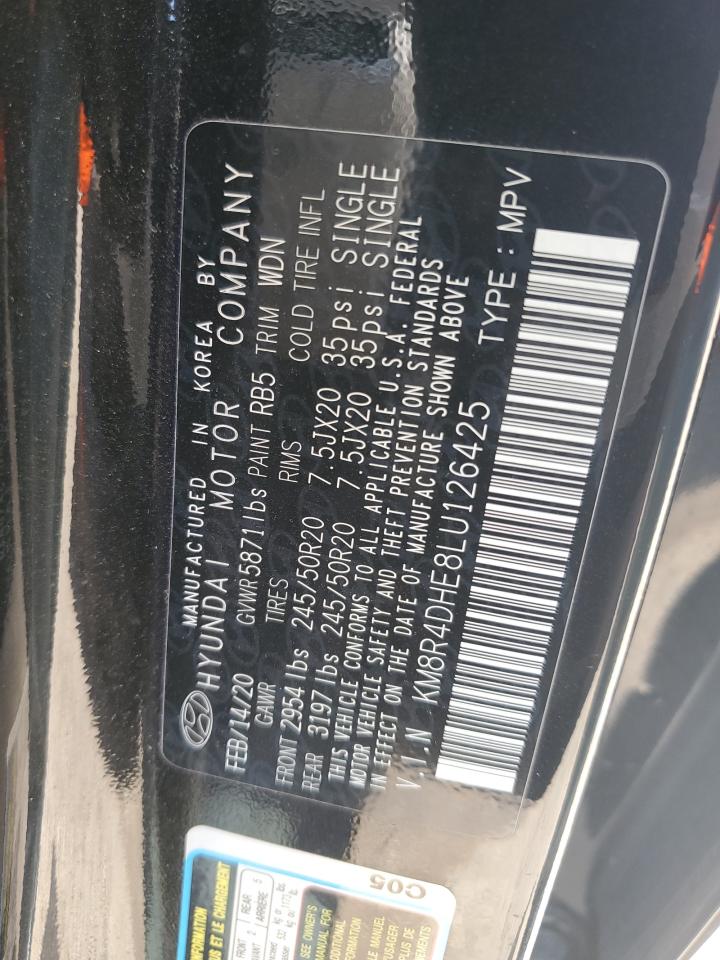 2020 Hyundai Palisade Sel VIN: KM8R4DHE8LU126425 Lot: 62257785