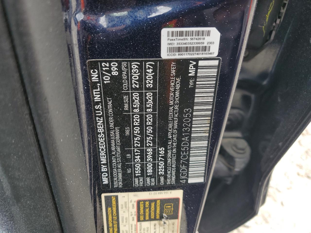 2013 Mercedes-Benz Gl 450 4Matic VIN: 4JGDF7CE5DA132053 Lot: 59907975