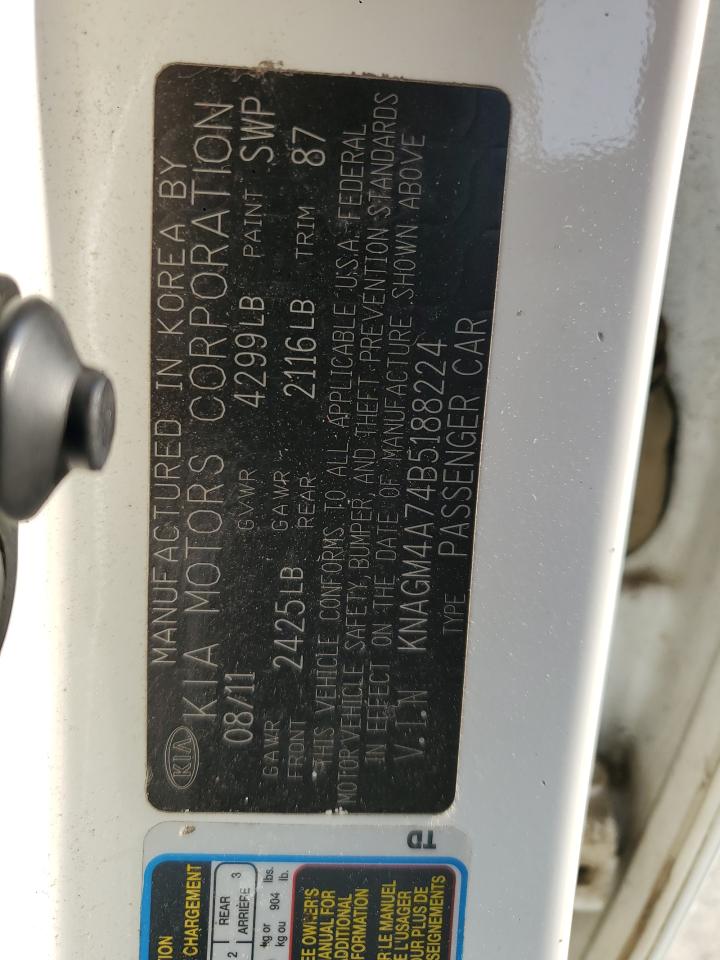 2011 Kia Optima Lx VIN: KNAGM4A74B5188224 Lot: 59084565