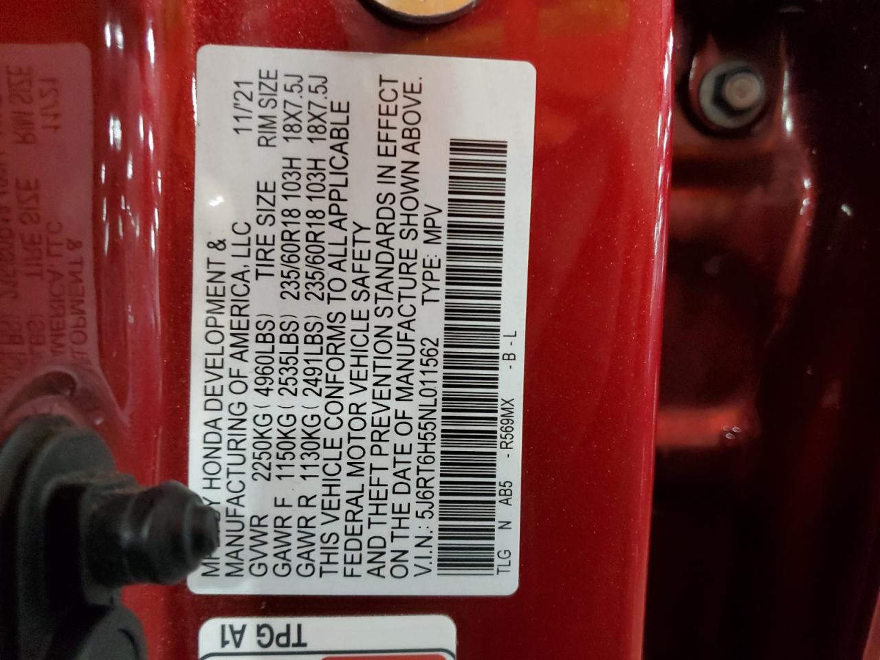 2022 Honda Cr-V Ex VIN: 5J6RT6H55NL011562 Lot: 62894695