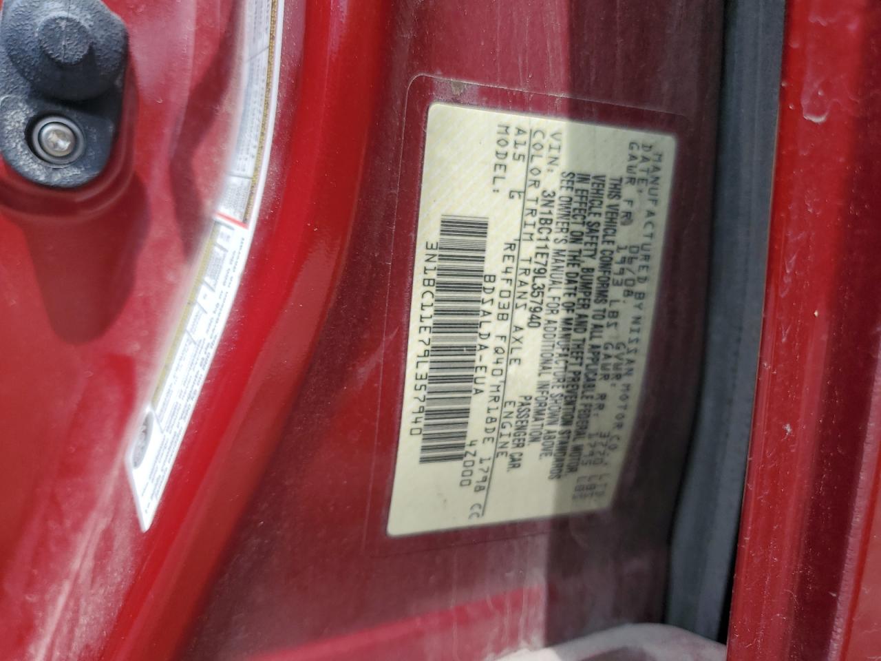 2009 Nissan Versa S VIN: 3N1BC11E79L357940 Lot: 63162285