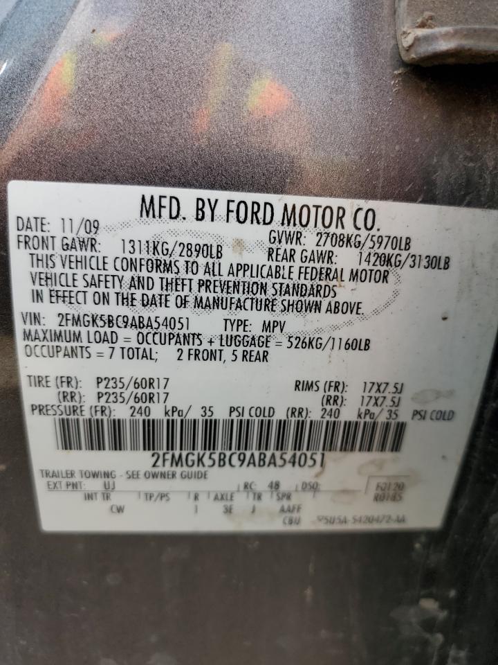 2010 Ford Flex Se VIN: 2FMGK5BC9ABA54051 Lot: 62357045