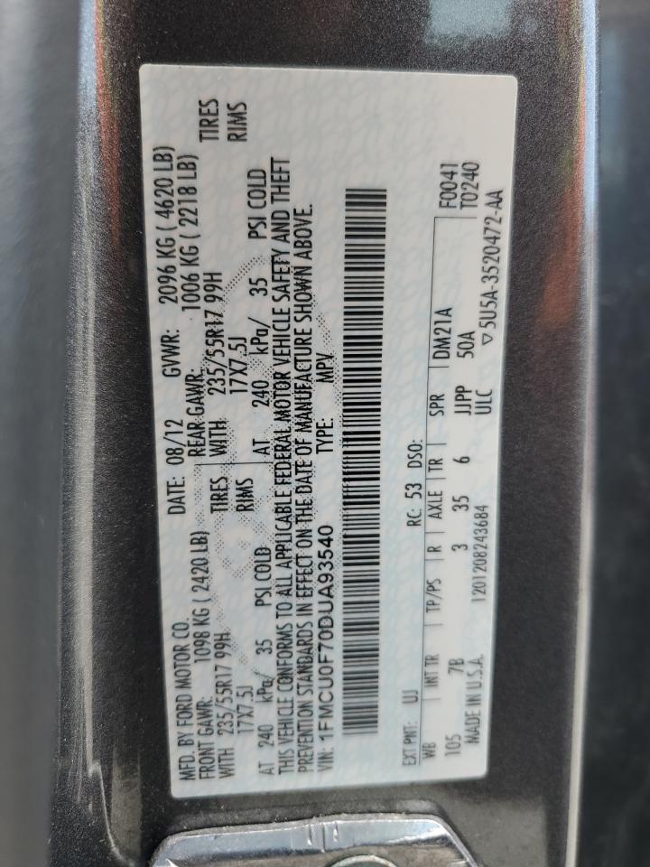 2013 Ford Escape S VIN: 1FMCU0F70DUA93540 Lot: 62931755