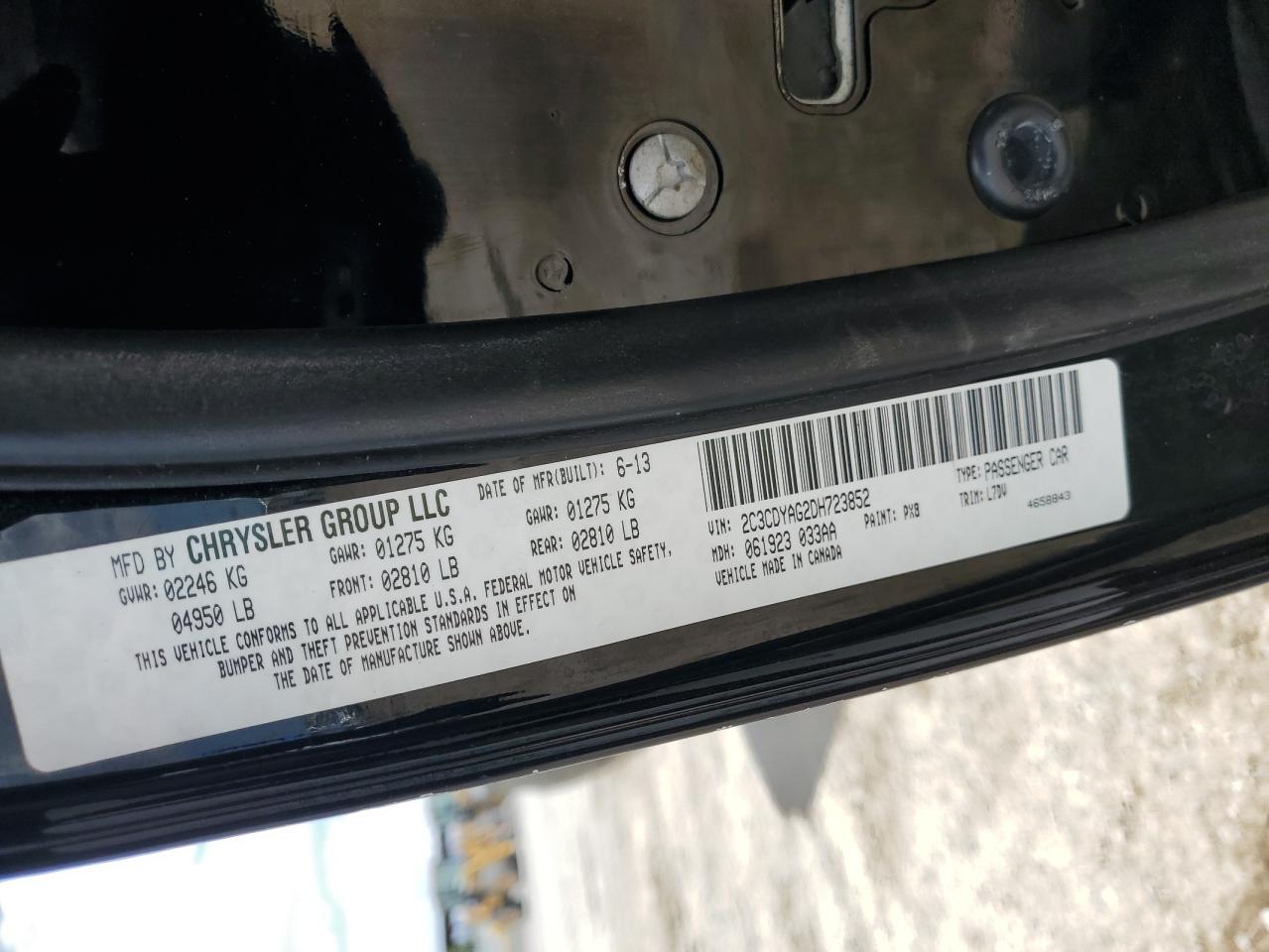 2013 Dodge Challenger Sxt VIN: 2C3CDYAG2DH723852 Lot: 62515525