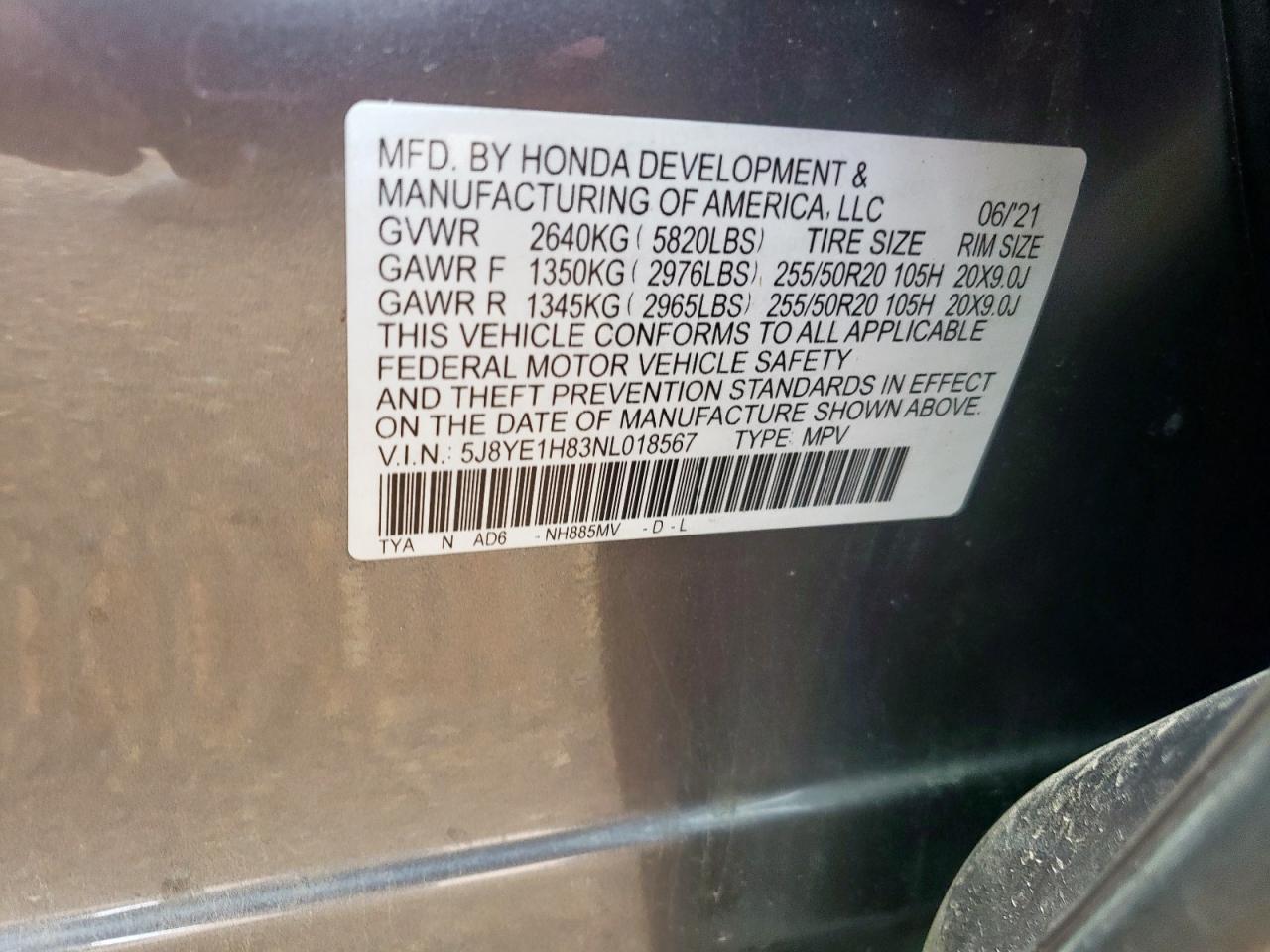 2022 Acura Mdx Advance VIN: 5J8YE1H83NL018567 Lot: 62167975