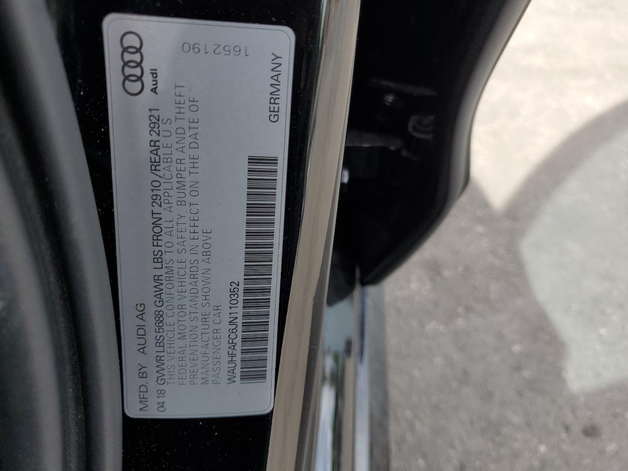 2018 Audi S6 Prestige VIN: WAUHFAFC6JN110352 Lot: 59962995