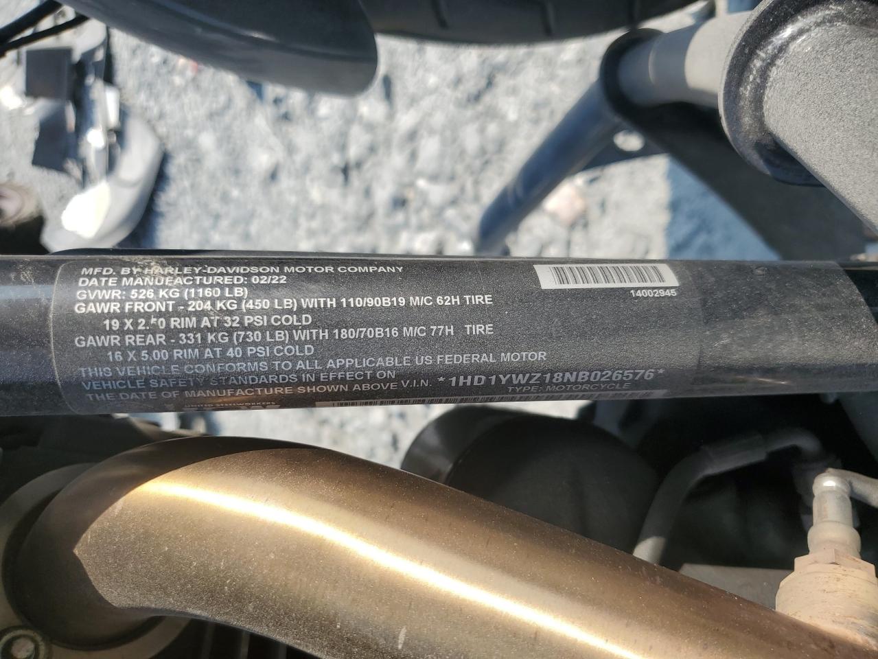 2022 Harley-Davidson Fxlrs VIN: 1HD1YWZ18NB026576 Lot: 61398335