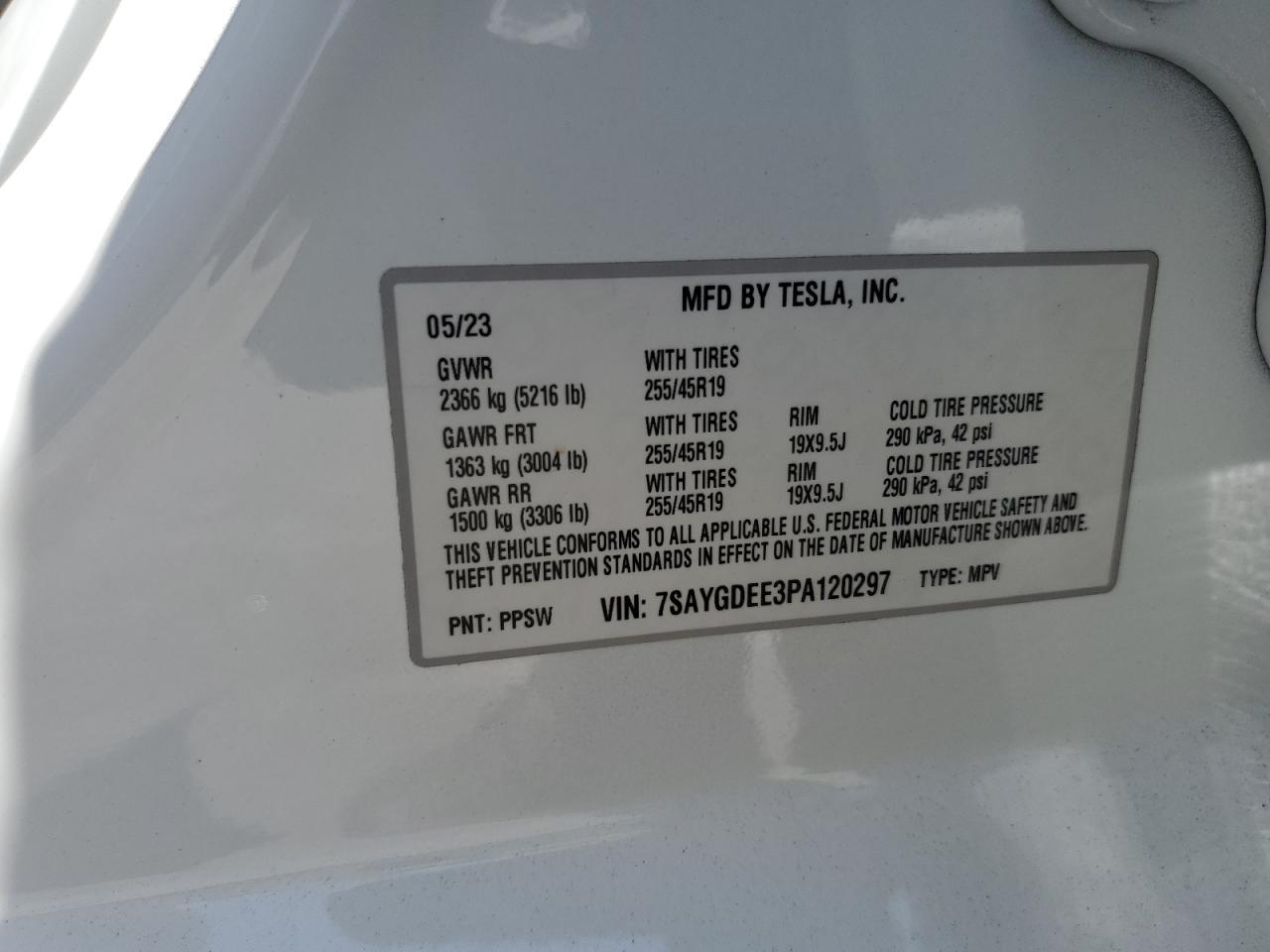 2023 Tesla Model Y VIN: 7SAYGDEE3PA120297 Lot: 61276845