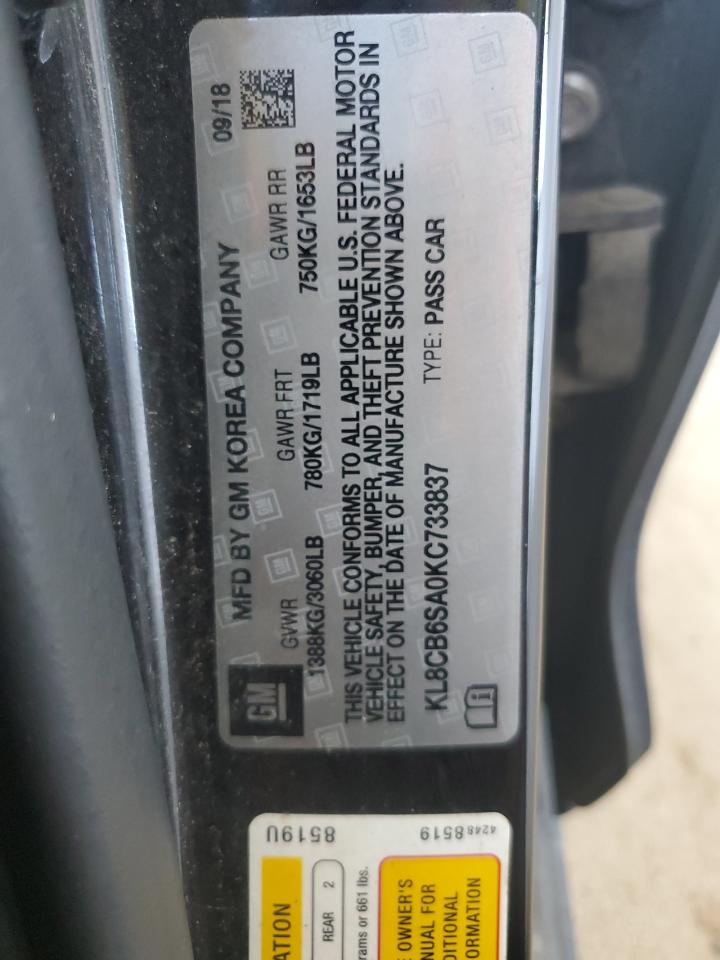 2019 Chevrolet Spark Ls VIN: KL8CB6SA0KC733837 Lot: 62079695