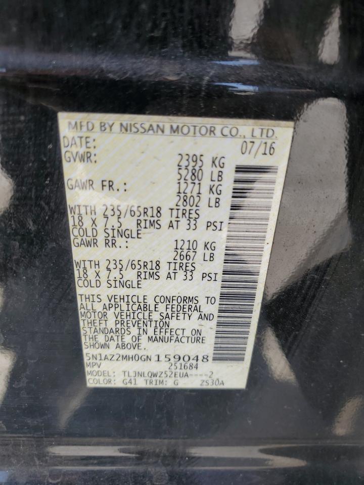 2016 Nissan Murano S VIN: 5N1AZ2MH0GN159048 Lot: 60935035