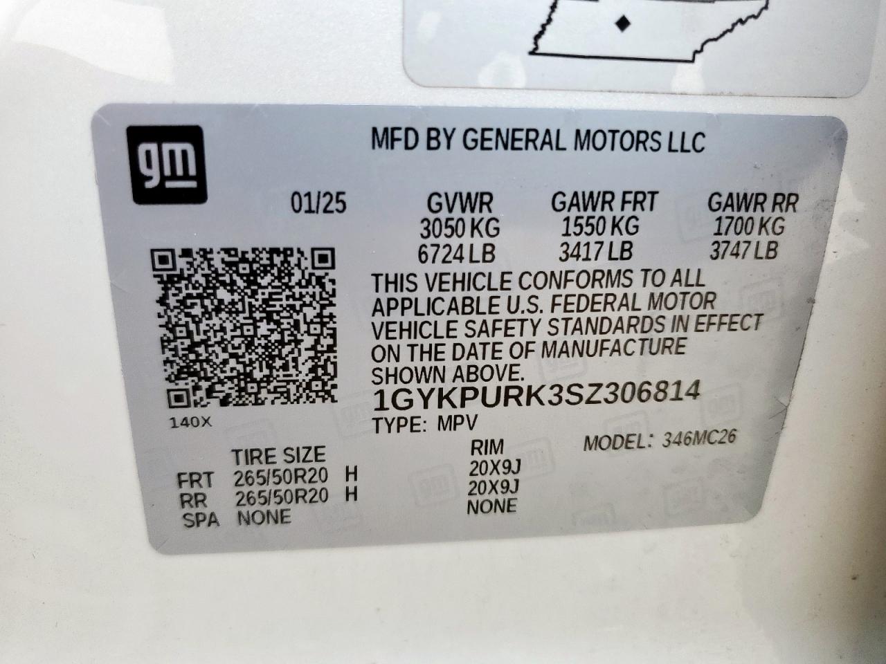 2025 Cadillac Lyriq Sport VIN: 1GYKPURK3SZ306814 Lot: 61672565
