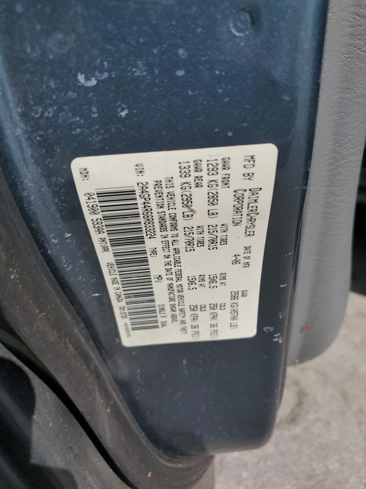 2006 Chrysler Town & Country Lx VIN: 2A4GP44R66R833224 Lot: 61657795