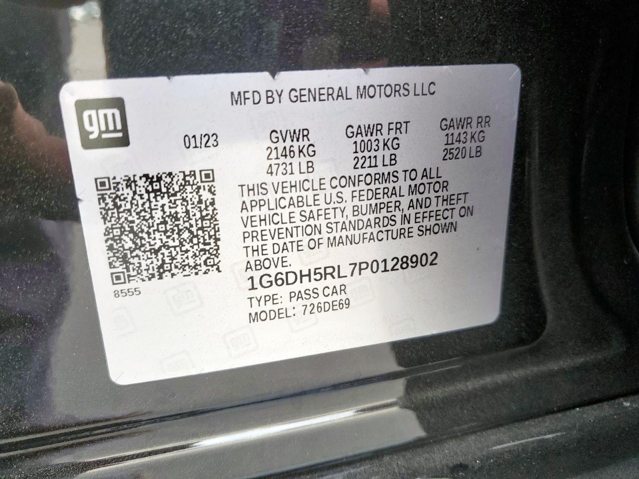 2023 Cadillac Ct4-V VIN: 1G6DH5RL7P0128902 Lot: 62481595