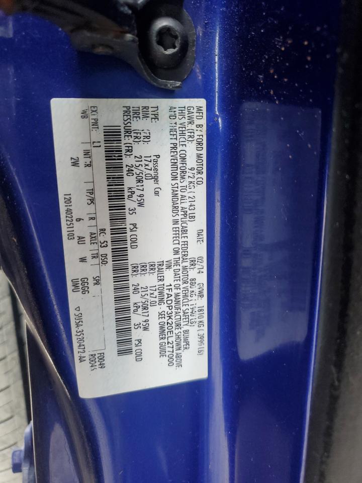 2014 Ford Focus Se VIN: 1FADP3K20EL277000 Lot: 62898935