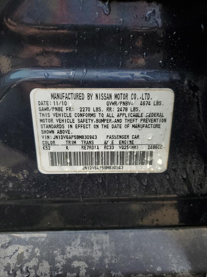 2011 Infiniti G25 Base VIN: JN1DV6AP5BM830943 Lot: 59680045