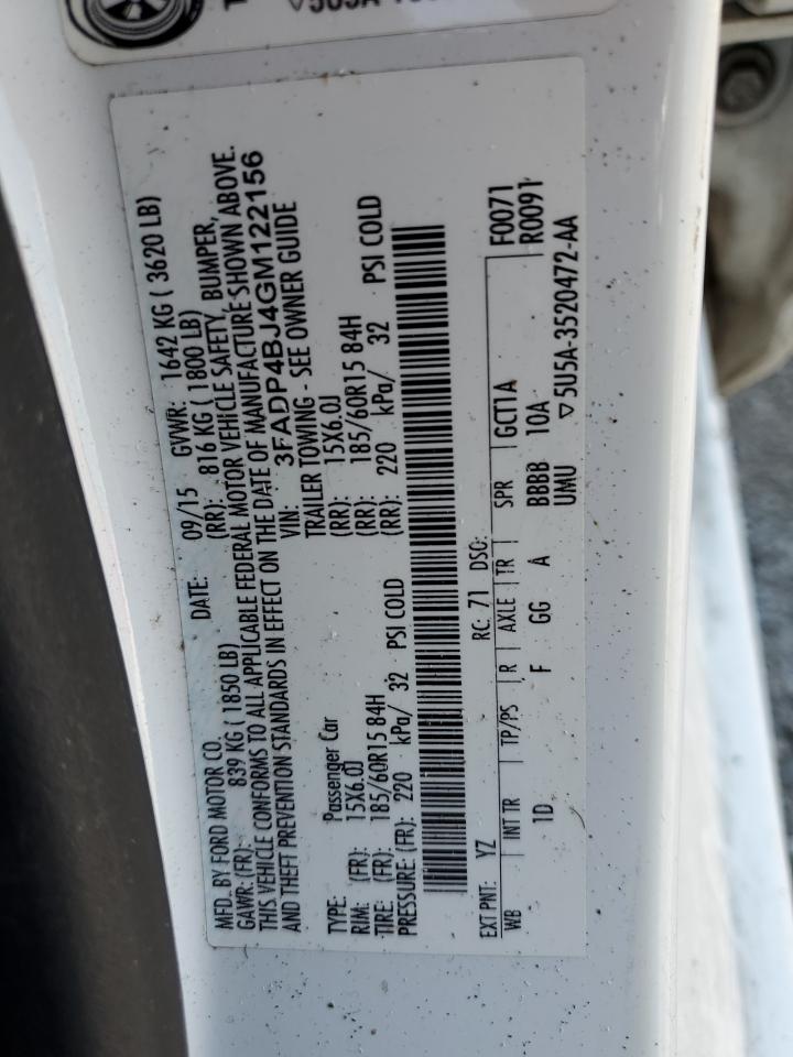 2016 Ford Fiesta Se VIN: 3FADP4BJ4GM122156 Lot: 59679325