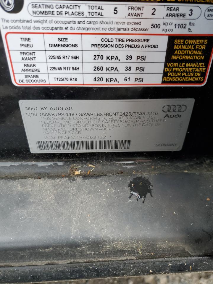 2011 Audi A3 Premium Plus VIN: WAUPFAFM1BA063132 Lot: 62488005