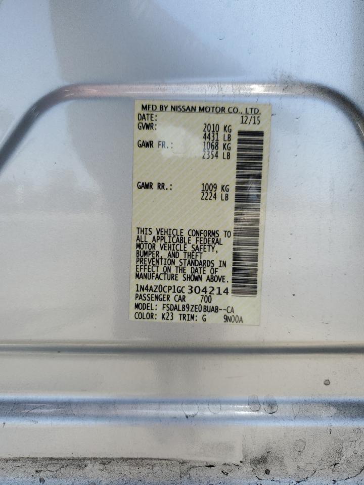 2016 Nissan Leaf S VIN: 1N4AZ0CP1GC304214 Lot: 61026085