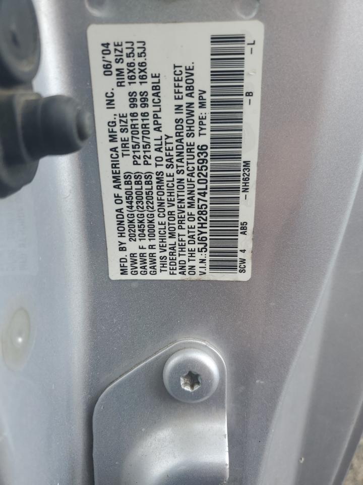 2004 Honda Element Ex VIN: 5J6YH28574L025936 Lot: 61485035