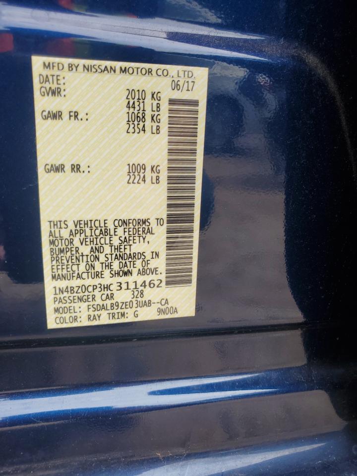 2017 Nissan Leaf S VIN: 1N4BZ0CP3HC311462 Lot: 62606785