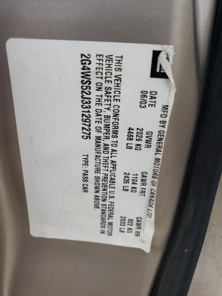 2003 Buick Century Custom VIN: 2G4WS52J331297275 Lot: 61711565