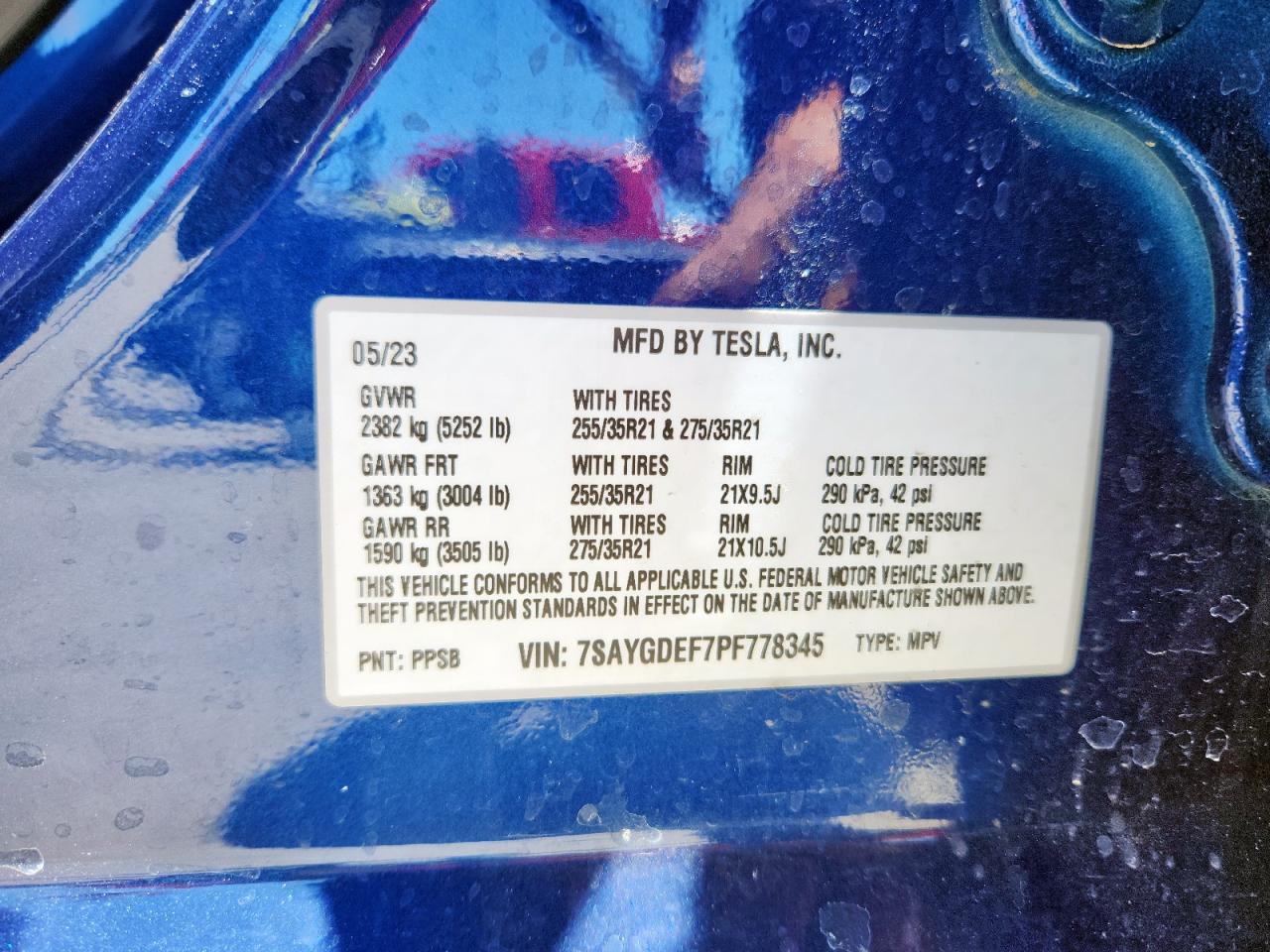 2023 Tesla Model Y VIN: 7SAYGDEF7PF778345 Lot: 62381755