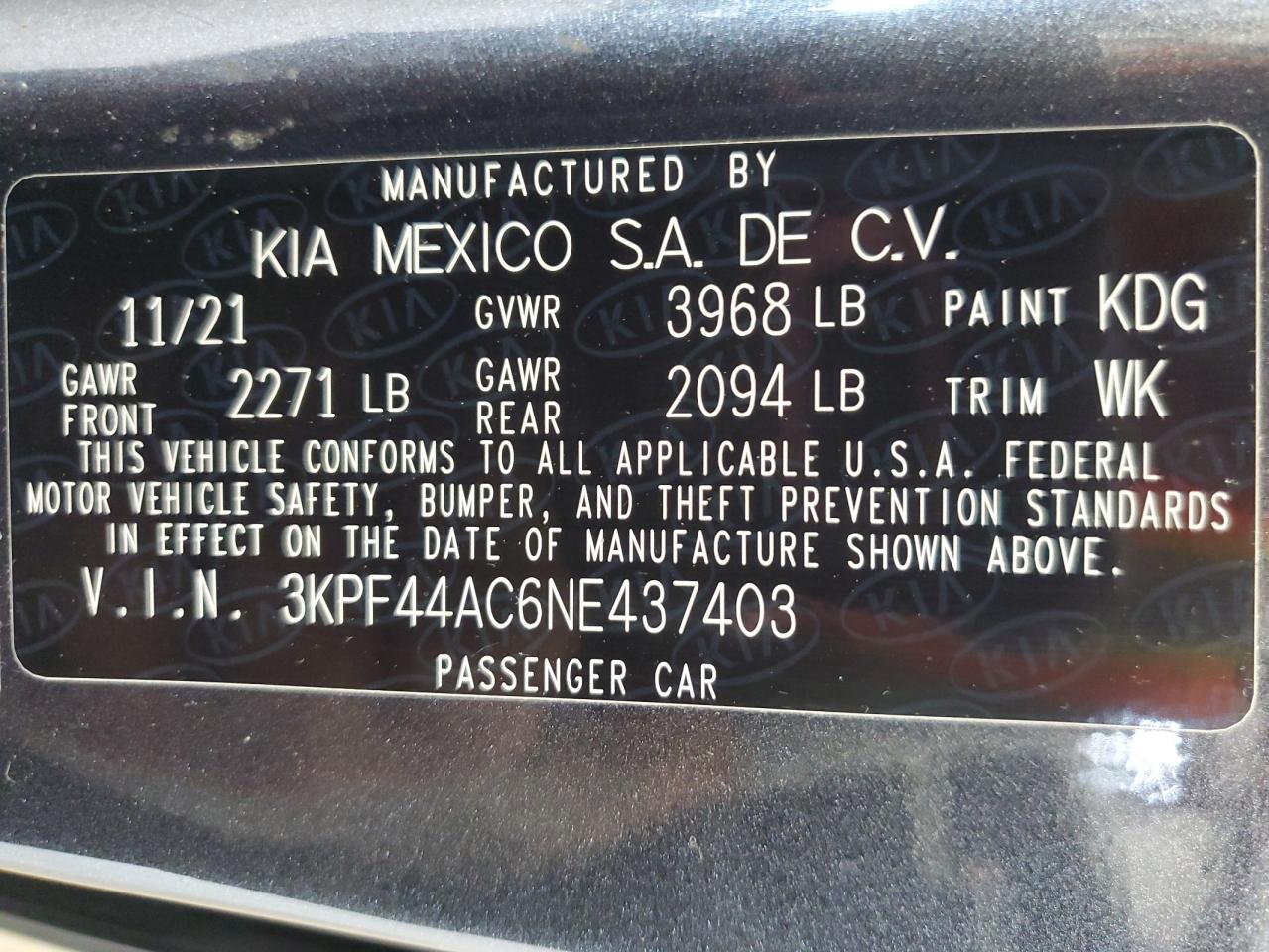 2022 Kia Forte Gt VIN: 3KPF44AC6NE437403 Lot: 62028005