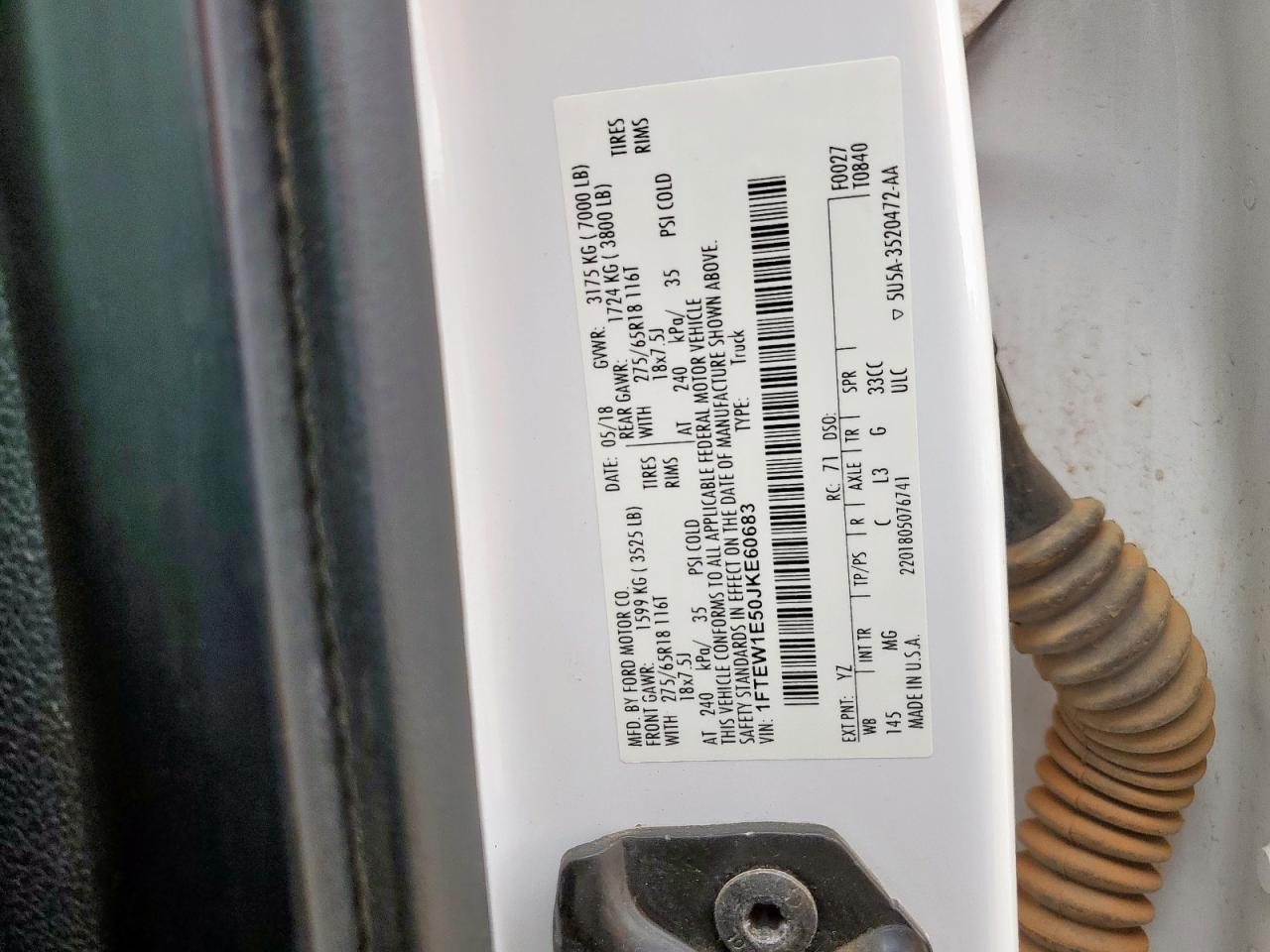 2018 Ford F150 Supercrew VIN: 1FTEW1E50JKE60683 Lot: 62673105