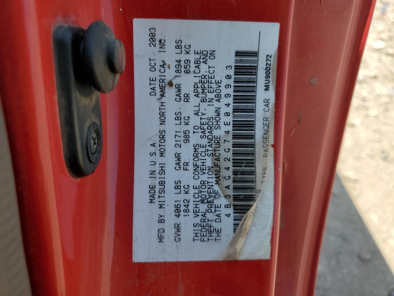 2004 Dodge Stratus Sxt VIN: 4B3AG42G74E049903 Lot: 60358375