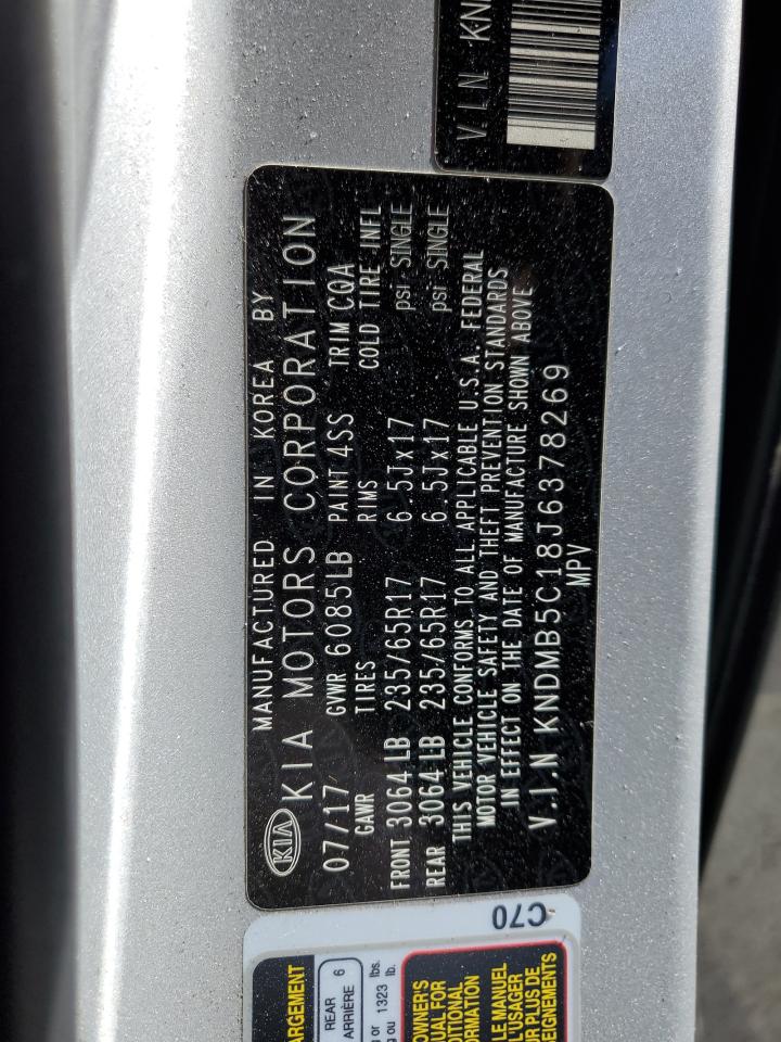2018 Kia Sedona Lx VIN: KNDMB5C18J6378269 Lot: 63033845