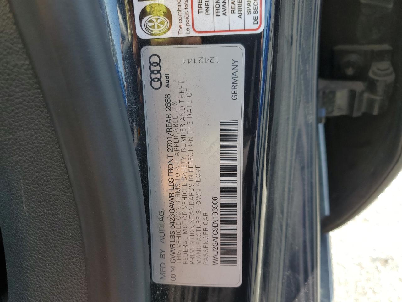 2014 Audi A7 Prestige VIN: WAU2GAFC9EN133908 Lot: 61628485