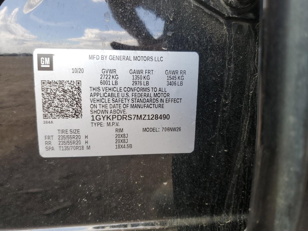 2021 Cadillac Xt6 Premium Luxury VIN: 1GYKPDRS7MZ128490 Lot: 60518355