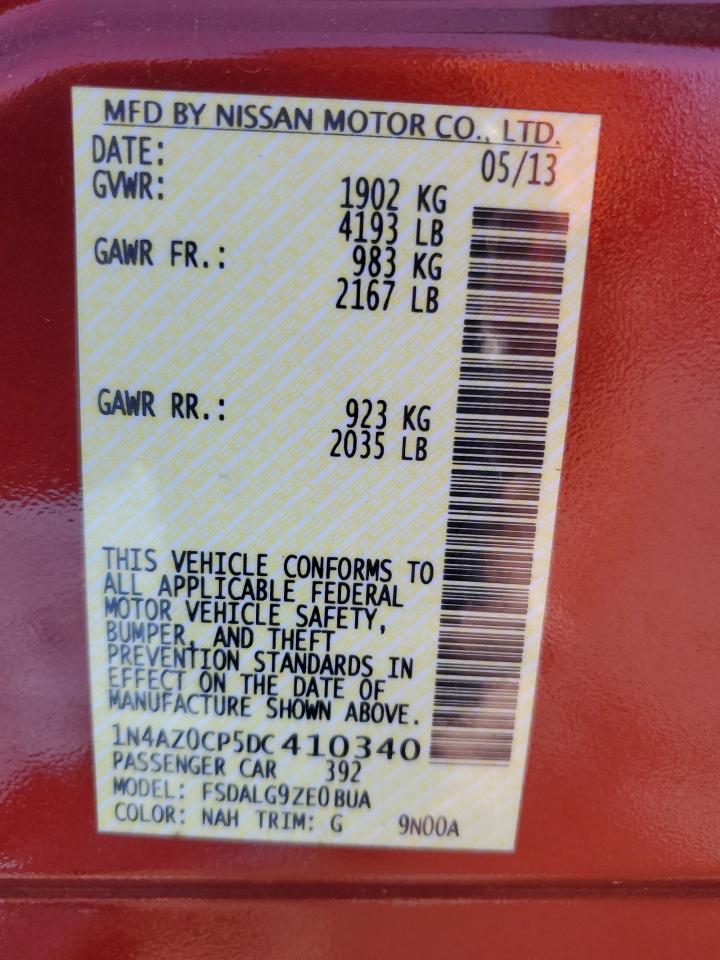 2013 Nissan Leaf S VIN: 1N4AZ0CP5DC410340 Lot: 60466055