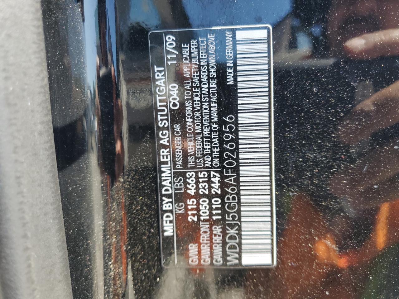 2010 Mercedes-Benz E 350 VIN: WDDKJ5GB6AF026956 Lot: 62370885