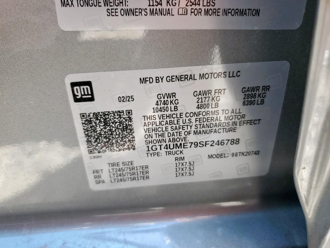 2025 GMC Sierra K2500 Sle VIN: 1GT4UME79SF246788 Lot: 62184795