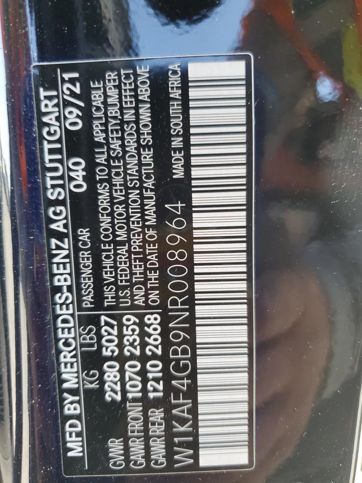 2022 Mercedes-Benz C 300 VIN: W1KAF4GB9NR008964 Lot: 61628035