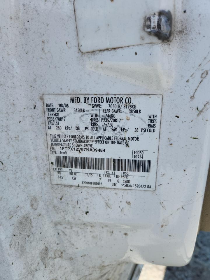 2007 Ford F150 VIN: 1FTPX12V67NA09484 Lot: 61049895