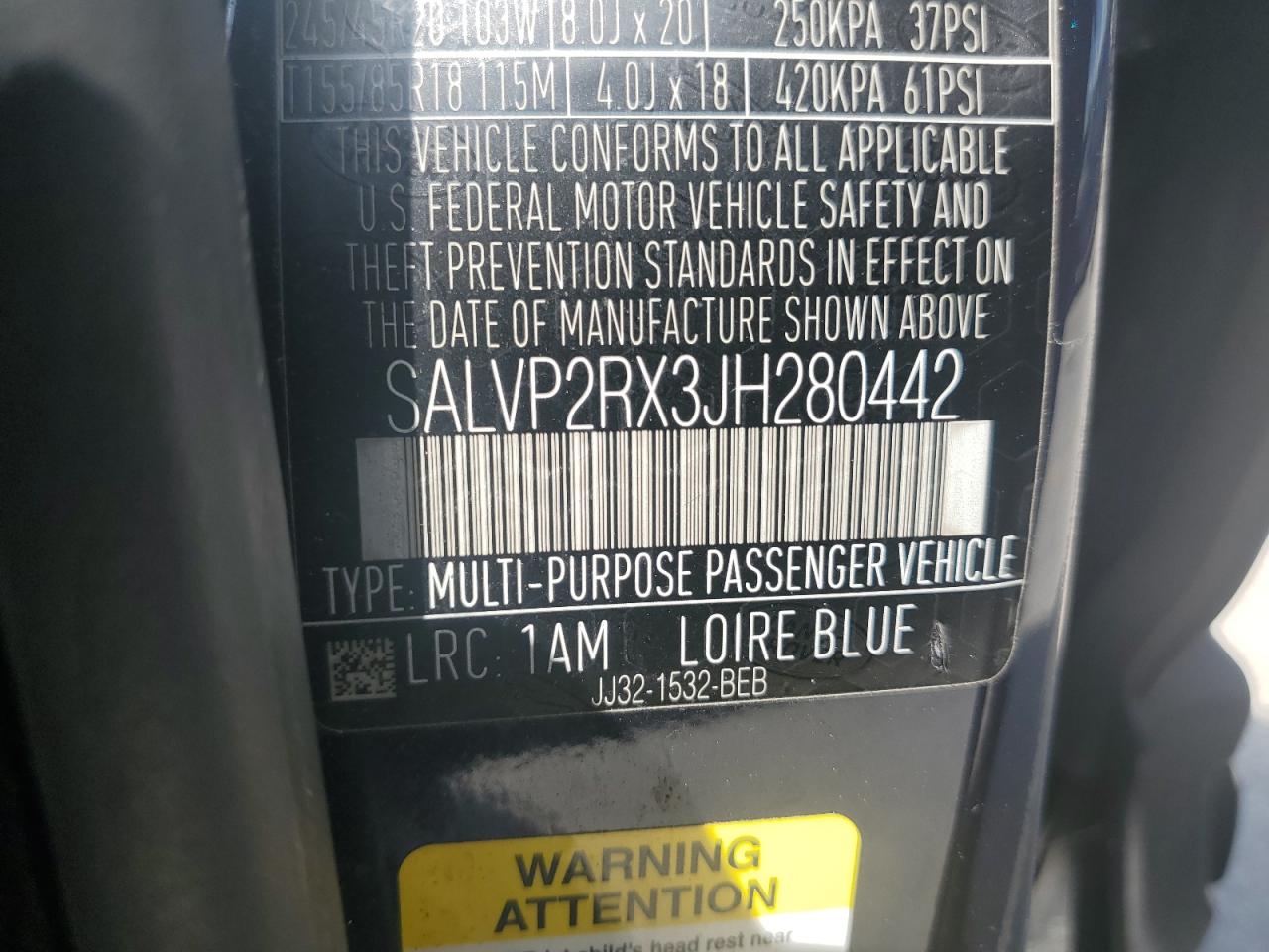 2018 Land Rover Range Rover Evoque Se VIN: SALVP2RX3JH280442 Lot: 61651375