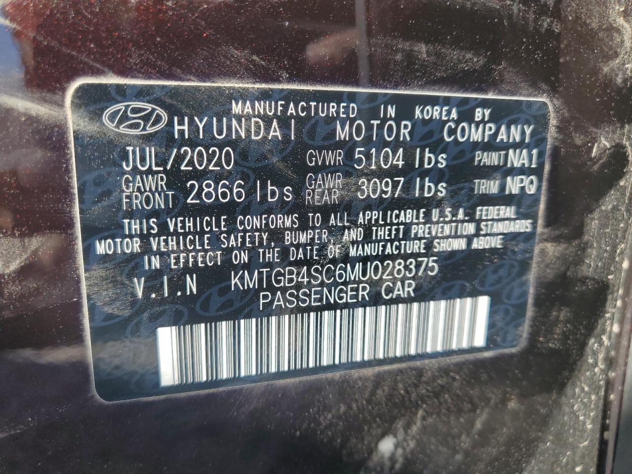 2021 Genesis G80 Base VIN: KMTGB4SC6MU0283 Lot: 62470955