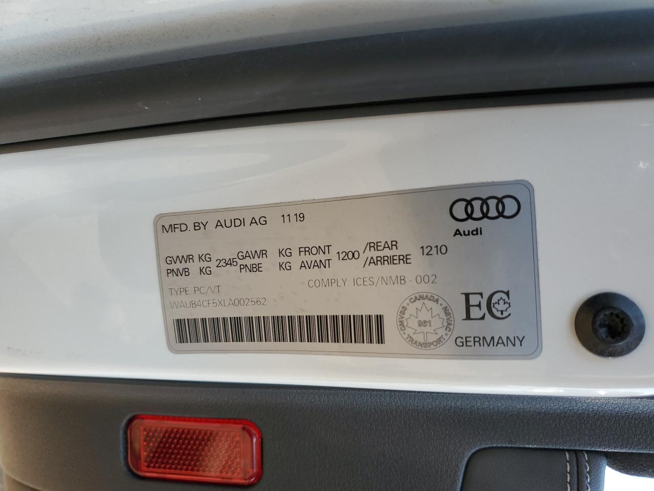 2020 Audi S5 Prestige VIN: WAUB4CF5XLA002562 Lot: 57120525