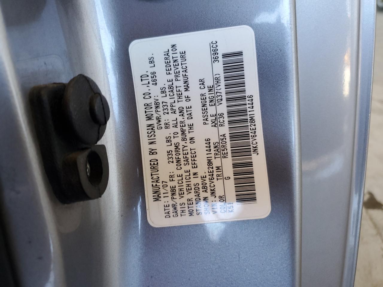 2008 Infiniti G37 Base VIN: JNKCV64E28M114446 Lot: 61598225