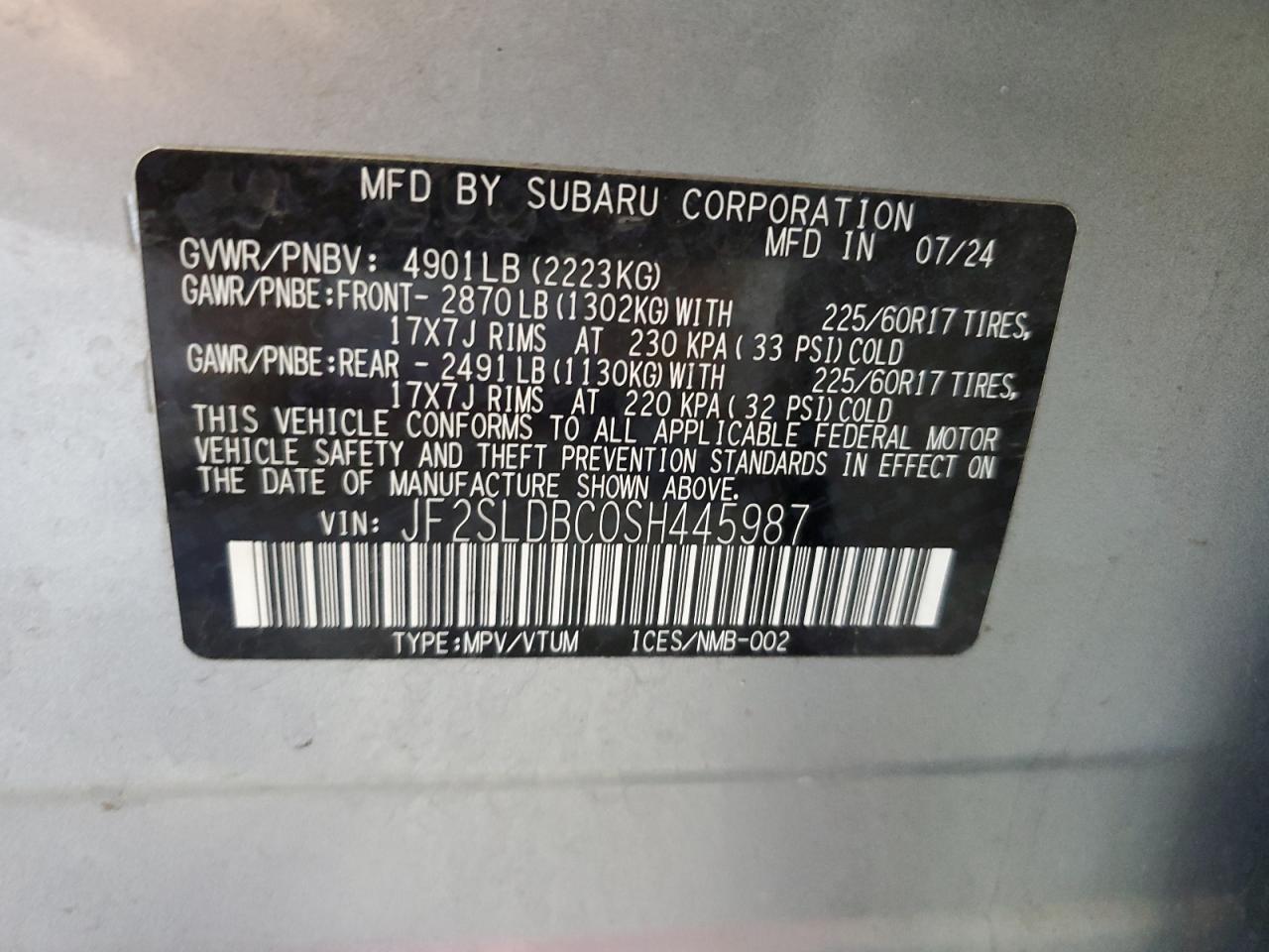2025 Subaru Forester Premium VIN: JF2SLDBC0SH445987 Lot: 62311015